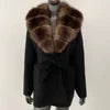 Fur-Collar Knit Cardigan – Midi Length