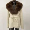 Fur-Collar Knit Cardigan – Midi Length