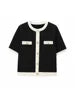 Round-Neck Knit Jacket – Short Sleeve
