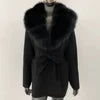 Fur-Collar Knit Cardigan – Midi Length