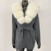 Fur-Collar Knit Cardigan – Midi Length