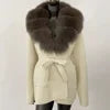 Fur-Collar Knit Cardigan – Midi Length