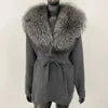 Fur-Collar Knit Cardigan – Midi Length