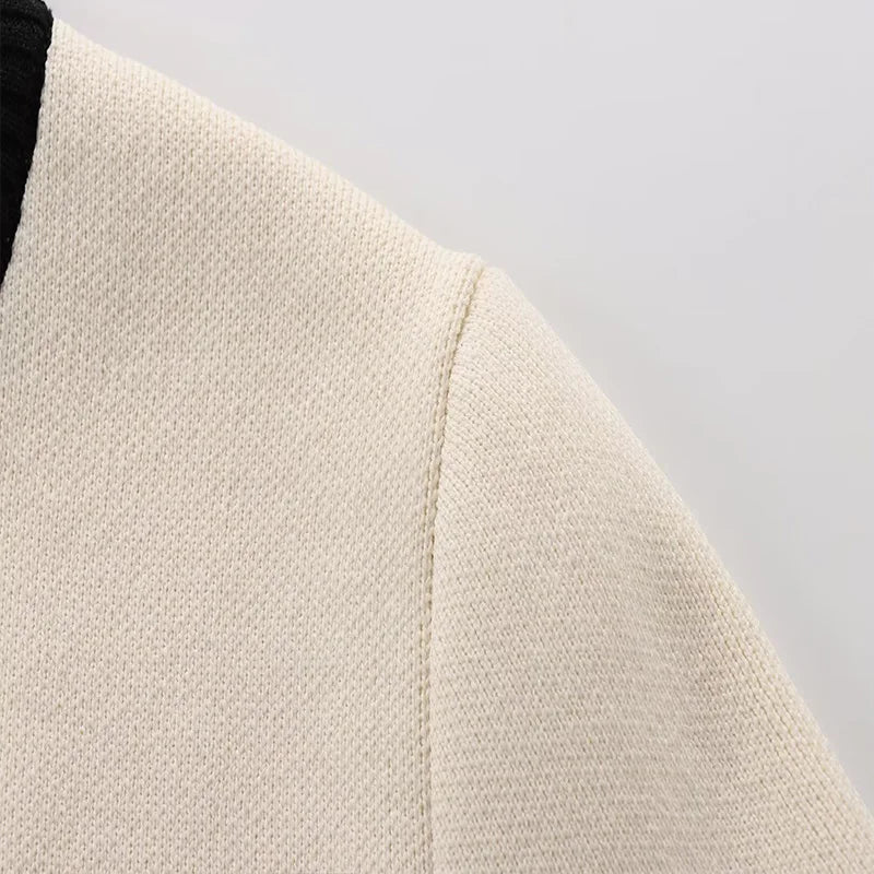 Round-Neck Knit Jacket – Short Sleeve