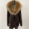Fur-Collar Knit Cardigan – Midi Length