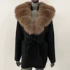 Fur-Collar Knit Cardigan – Midi Length