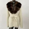 Fur-Collar Knit Cardigan – Midi Length