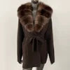 Fur-Collar Knit Cardigan – Midi Length