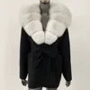 Fur-Collar Knit Cardigan – Midi Length