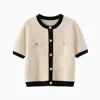 Round-Neck Knit Jacket – Short Sleeve