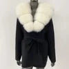 Fur-Collar Knit Cardigan – Midi Length
