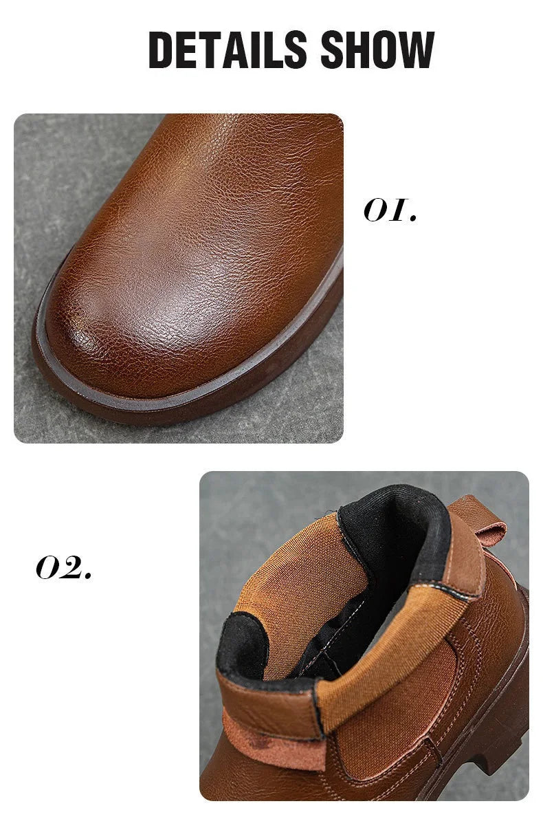Plush-Lined Round-Toe Ankle Boots