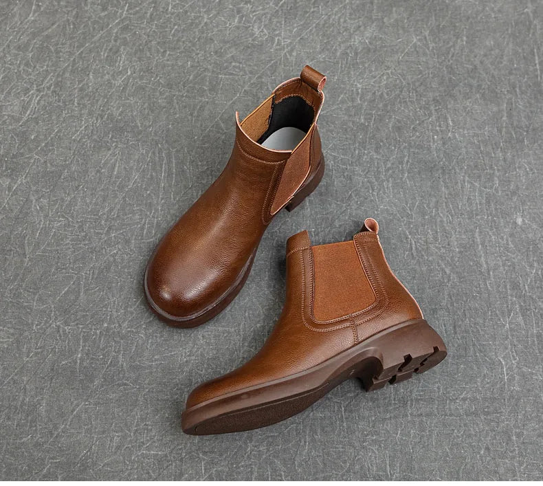 Plush-Lined Round-Toe Ankle Boots