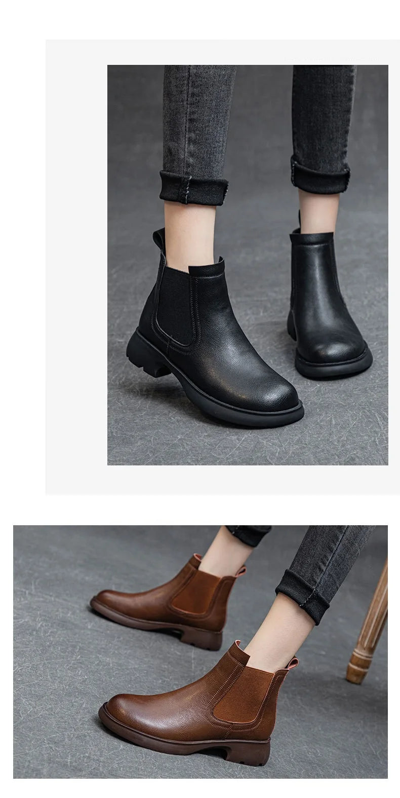 Plush-Lined Round-Toe Ankle Boots
