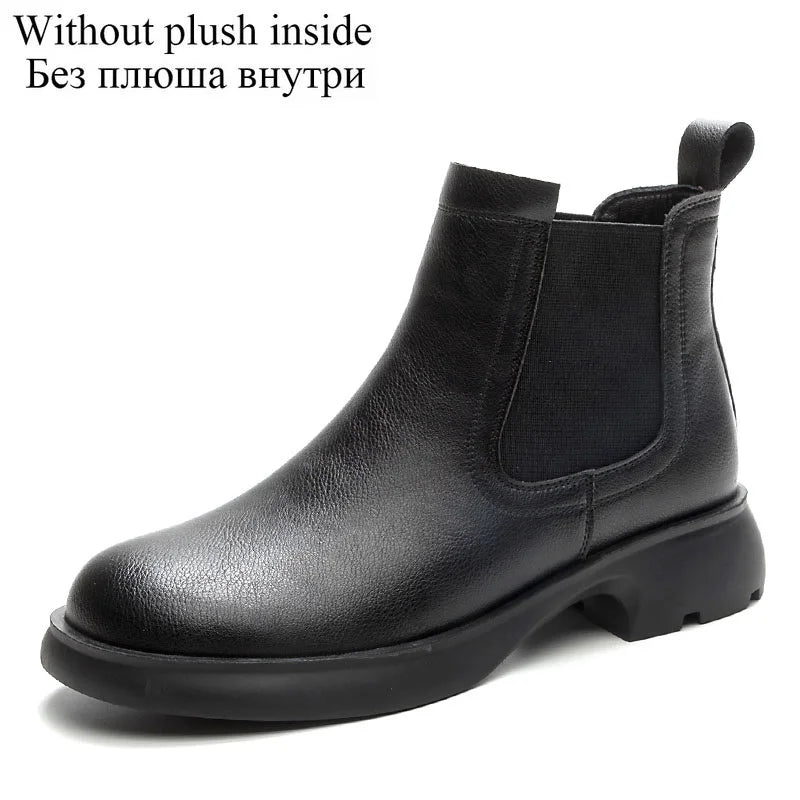 Plush-Lined Round-Toe Ankle Boots