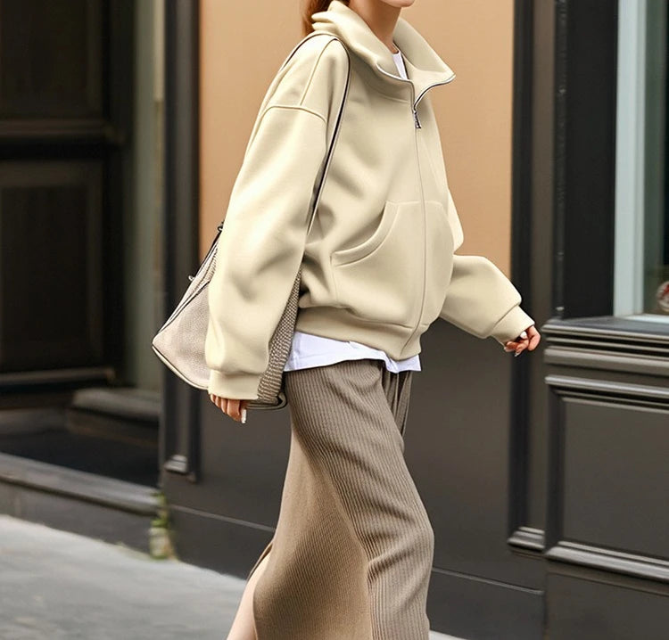 Mid-Length Hooded Cardigan – Thick Knit