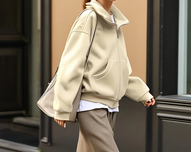 Mid-Length Hooded Cardigan – Thick Knit