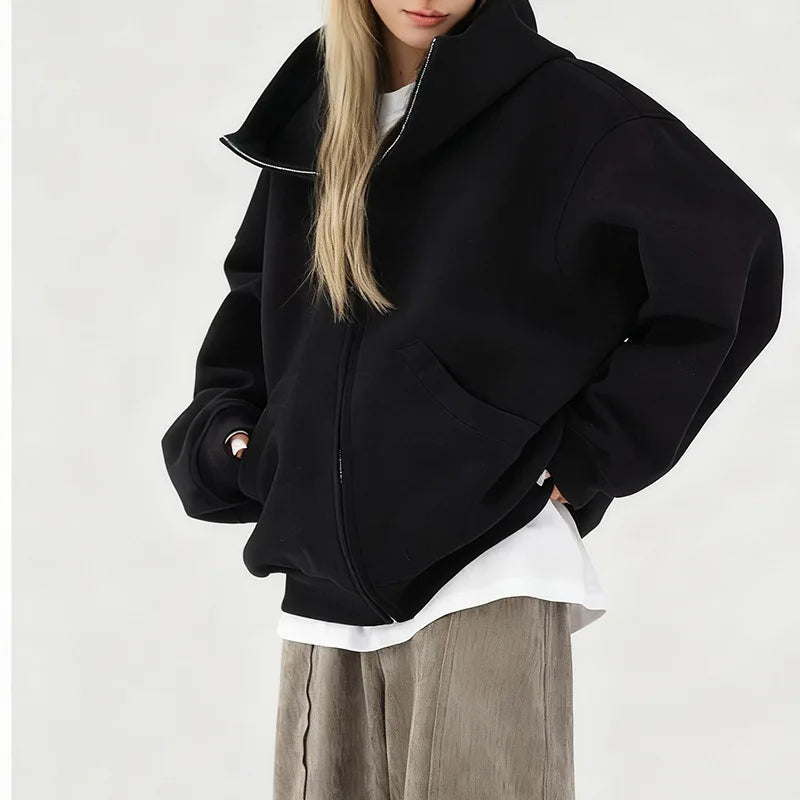 Mid-Length Hooded Cardigan – Thick Knit
