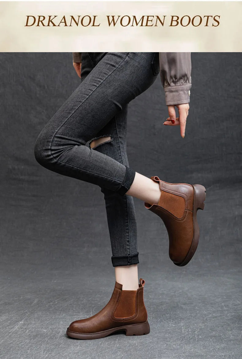 Plush-Lined Round-Toe Ankle Boots