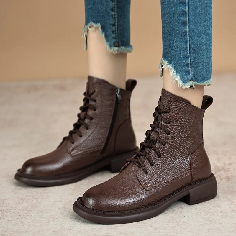 Plush-Lined Leather Ankle Booties