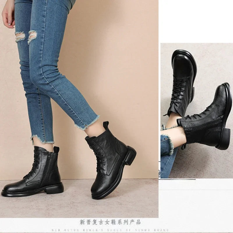Plush-Lined Leather Ankle Booties