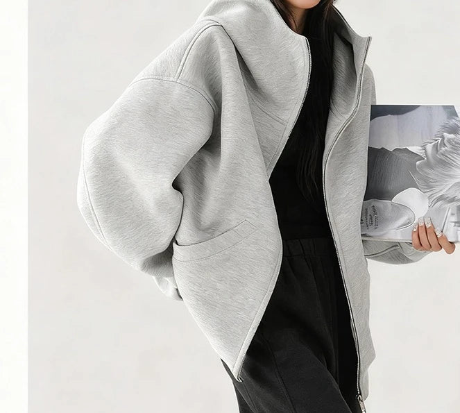 Mid-Length Hooded Cardigan – Thick Knit
