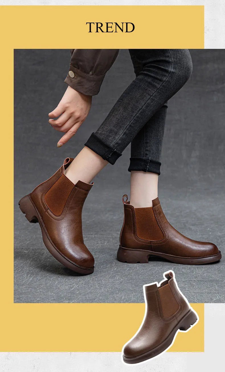Plush-Lined Round-Toe Ankle Boots