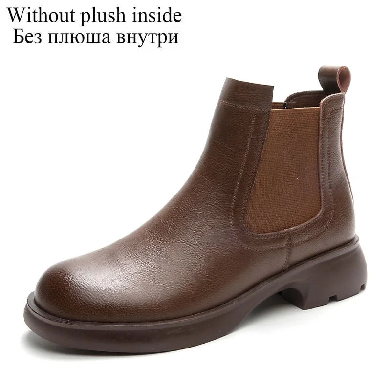 Plush-Lined Round-Toe Ankle Boots