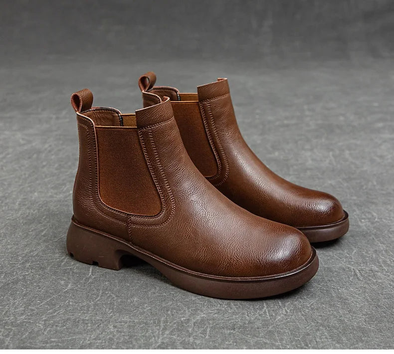 Plush-Lined Round-Toe Ankle Boots