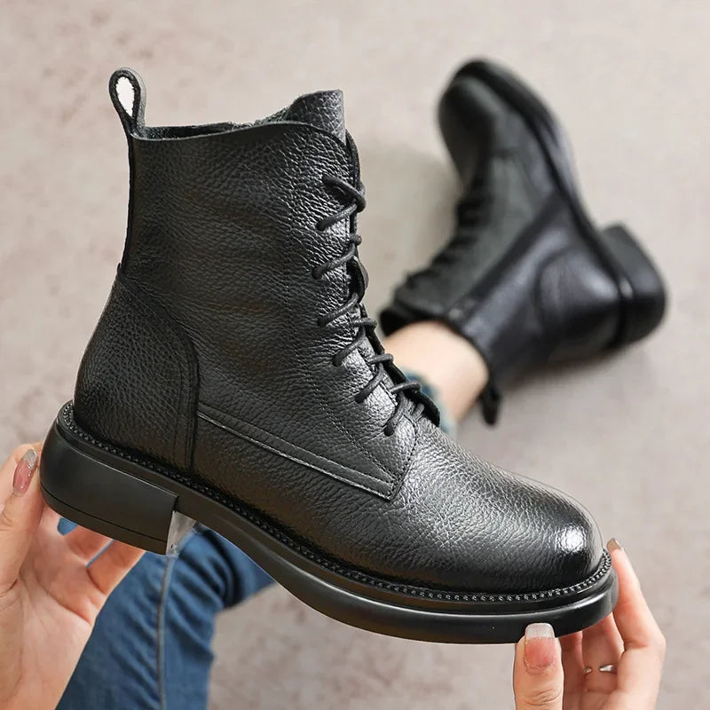 Plush-Lined Leather Ankle Booties