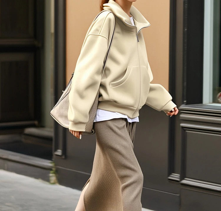 Mid-Length Hooded Cardigan – Thick Knit