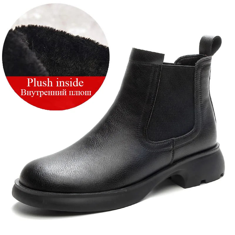 Plush-Lined Round-Toe Ankle Boots