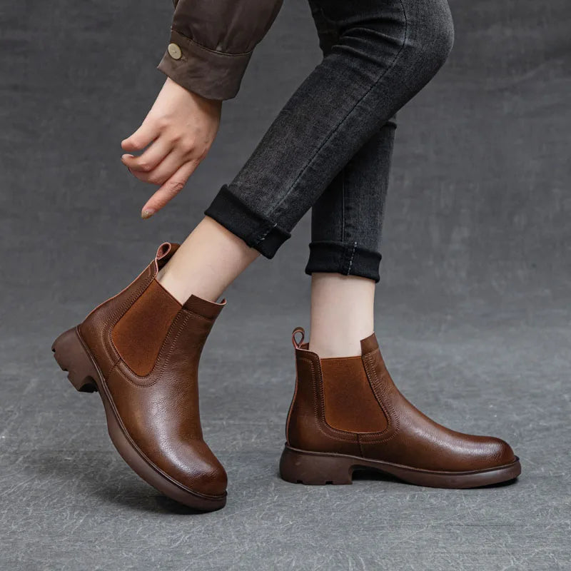 Plush-Lined Round-Toe Ankle Boots