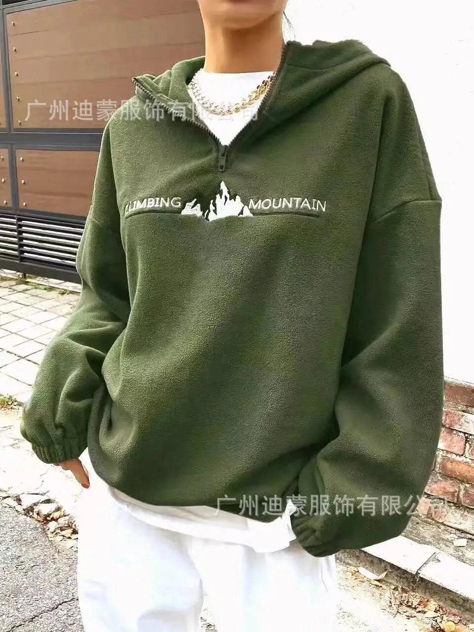 Embroidered Fleece Pullover Hoodie
