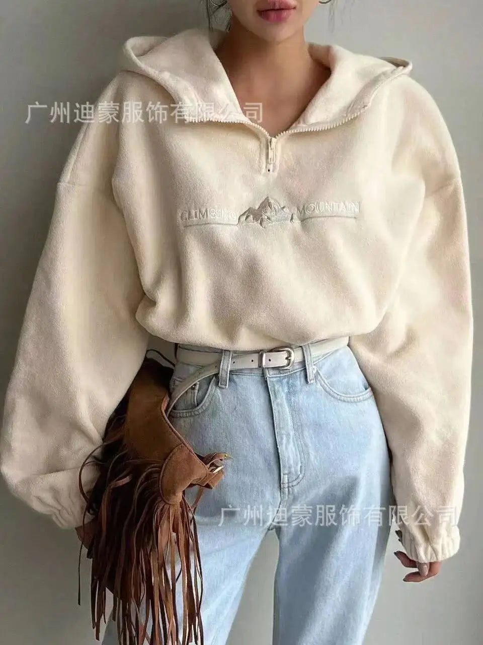 Embroidered Fleece Pullover Hoodie