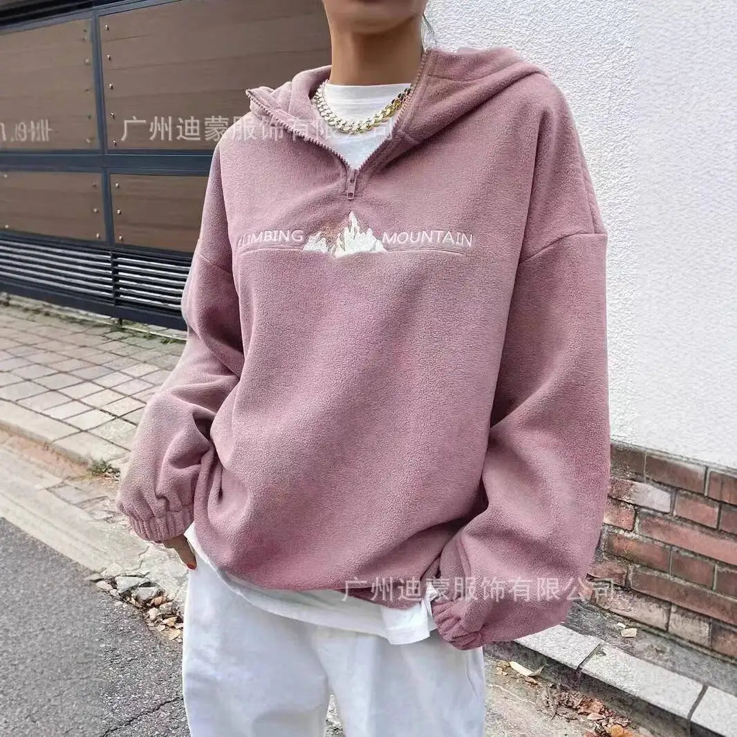 Embroidered Fleece Pullover Hoodie