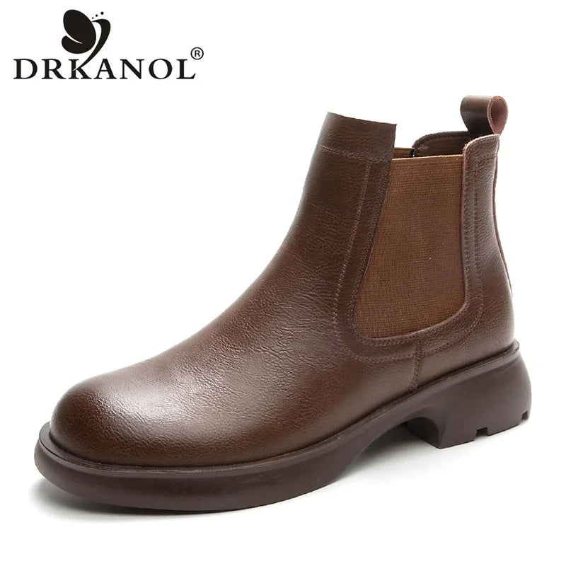 Plush-Lined Round-Toe Ankle Boots