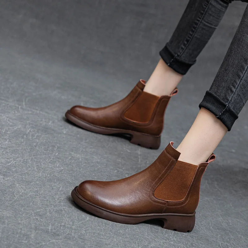 Plush-Lined Round-Toe Ankle Boots