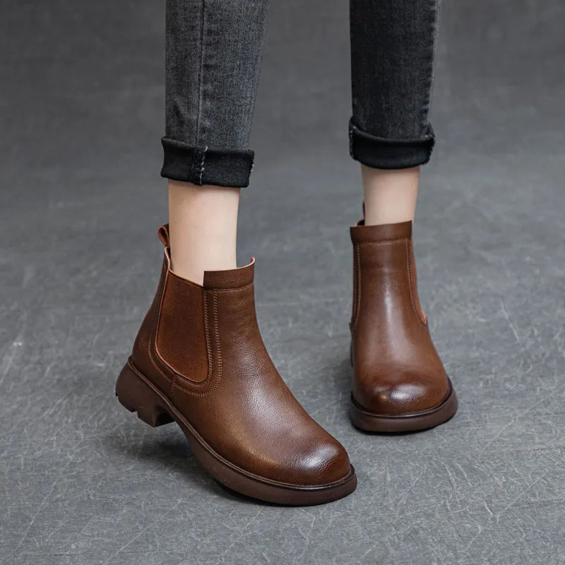 Plush-Lined Round-Toe Ankle Boots