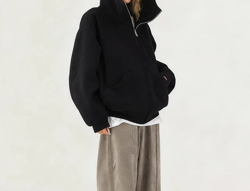 Mid-Length Hooded Cardigan – Thick Knit