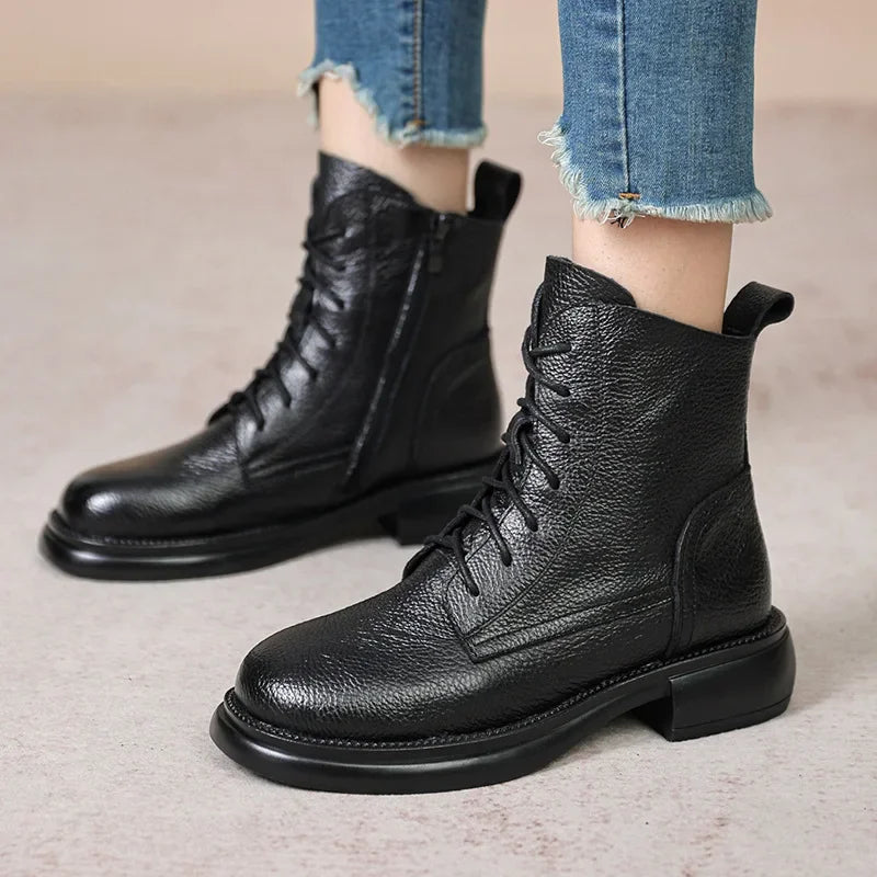 Plush-Lined Leather Ankle Booties