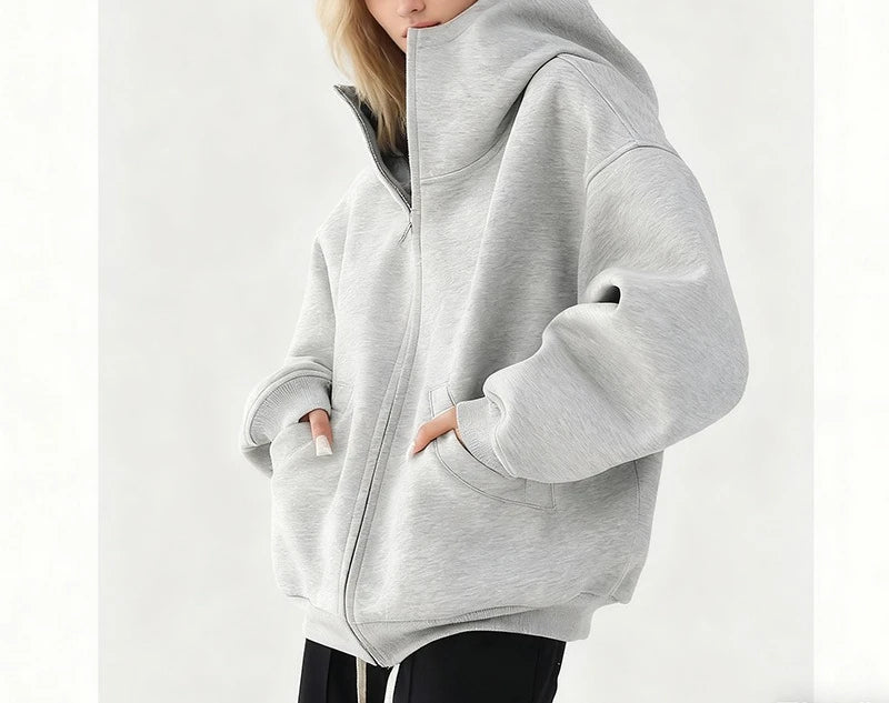 Mid-Length Hooded Cardigan – Thick Knit