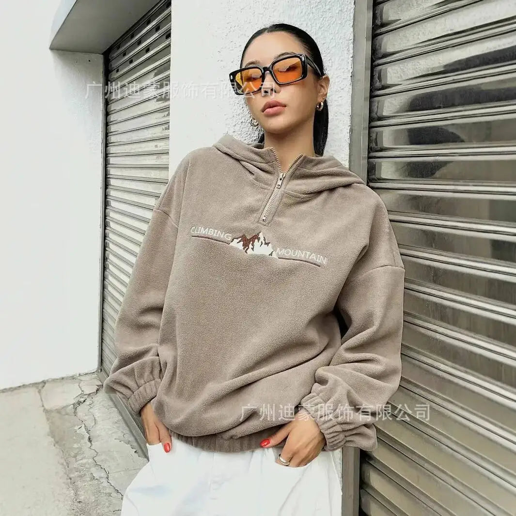 Embroidered Fleece Pullover Hoodie