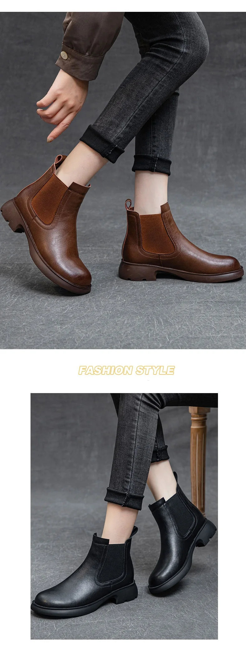 Plush-Lined Round-Toe Ankle Boots