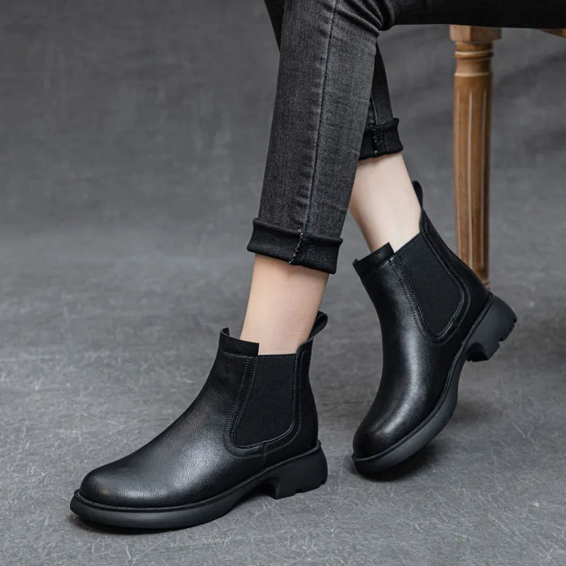 Plush-Lined Round-Toe Ankle Boots