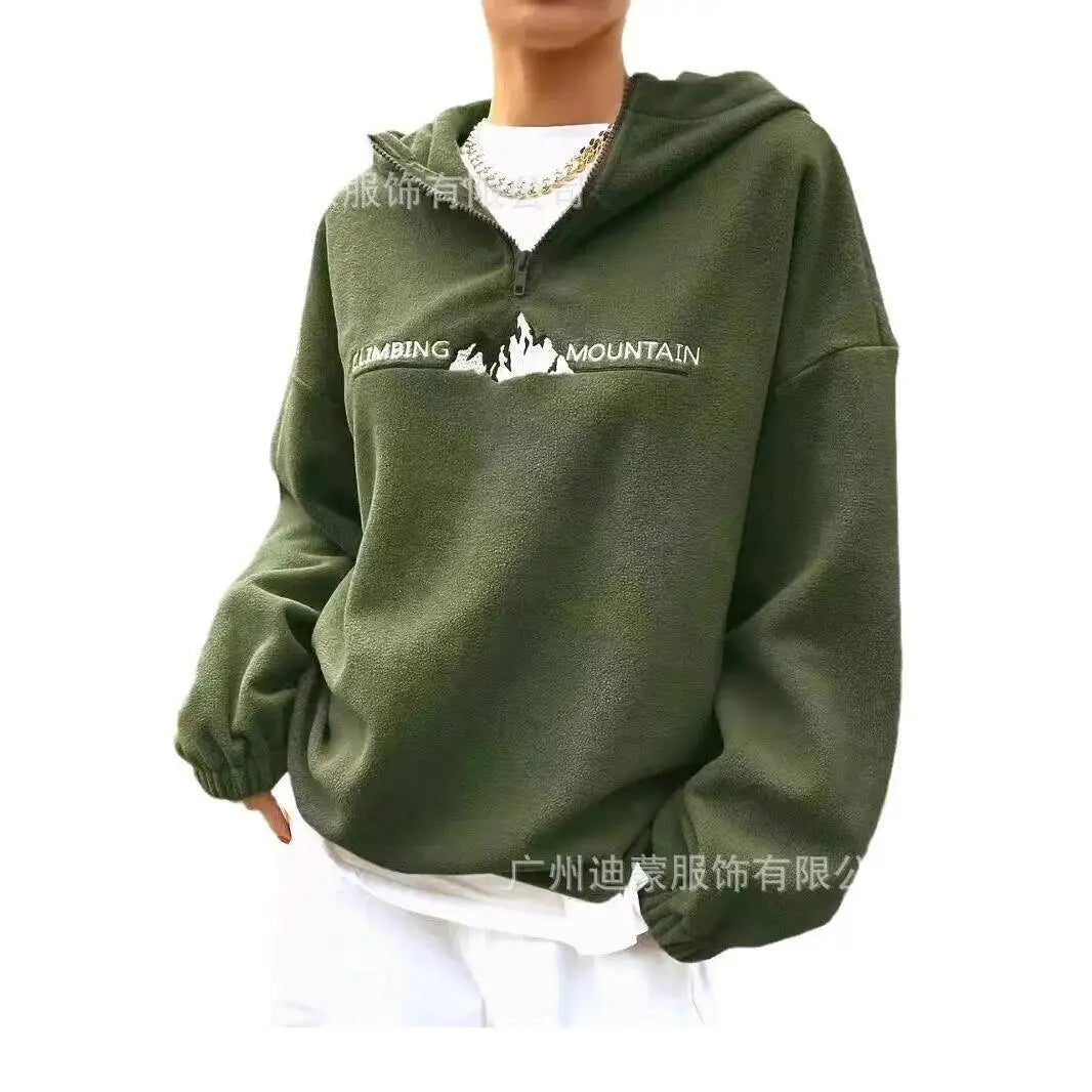 Embroidered Fleece Pullover Hoodie