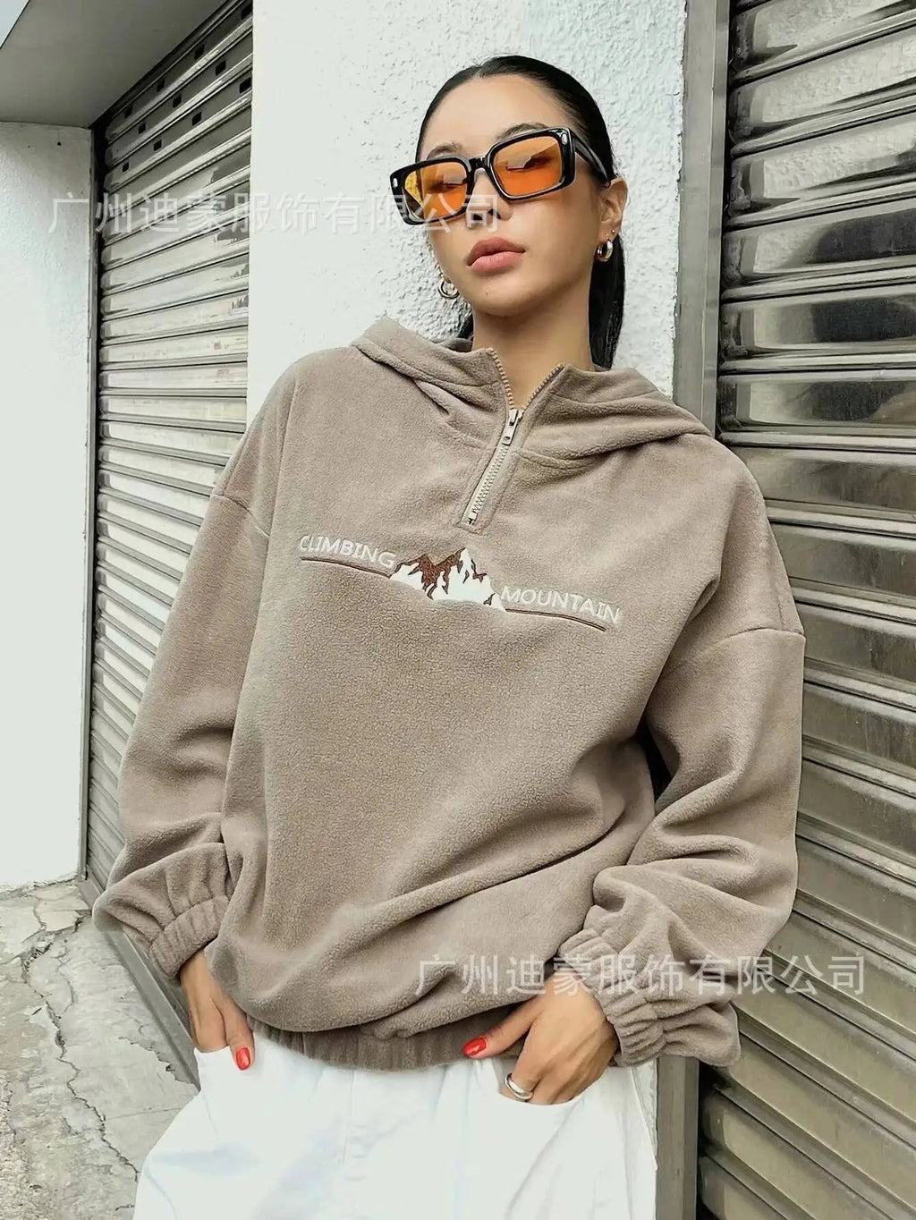 Embroidered Fleece Pullover Hoodie