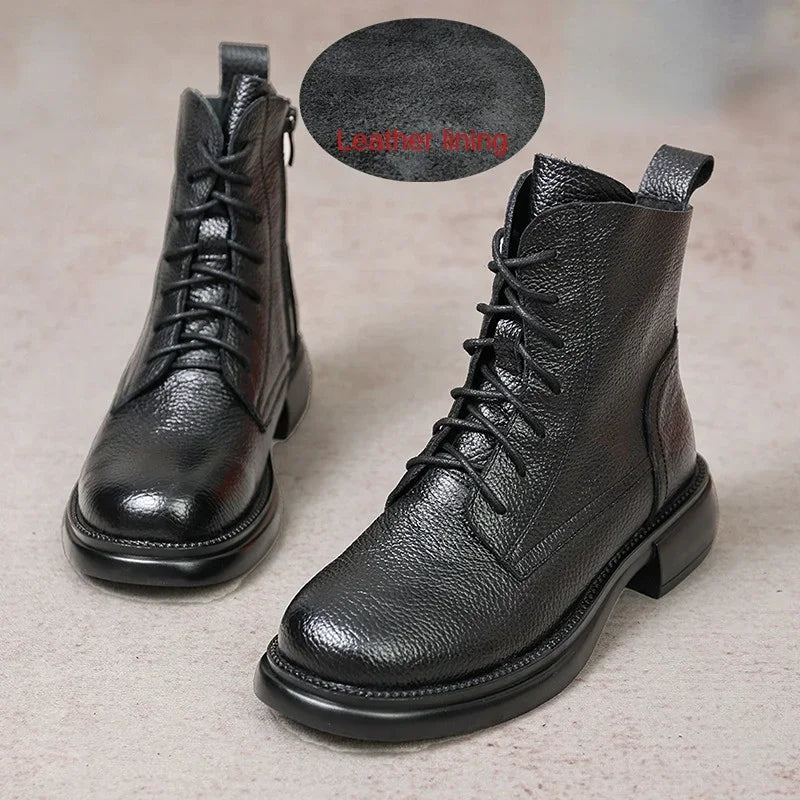 Plush-Lined Leather Ankle Booties