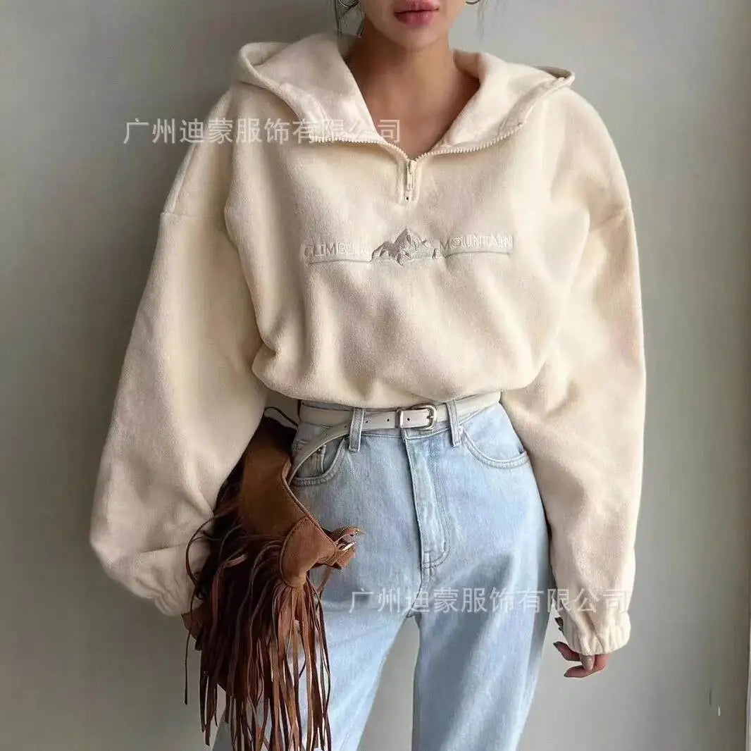 Embroidered Fleece Pullover Hoodie