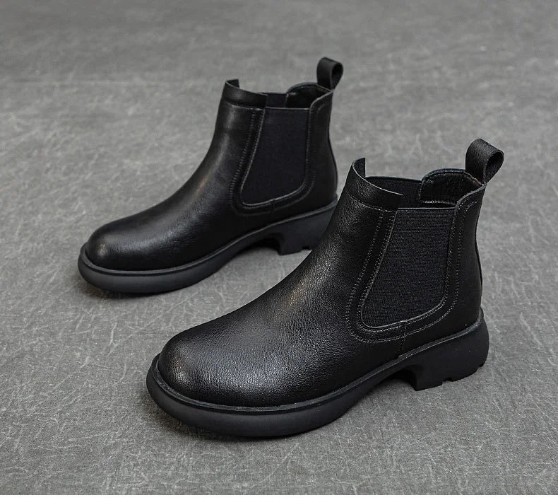 Plush-Lined Round-Toe Ankle Boots